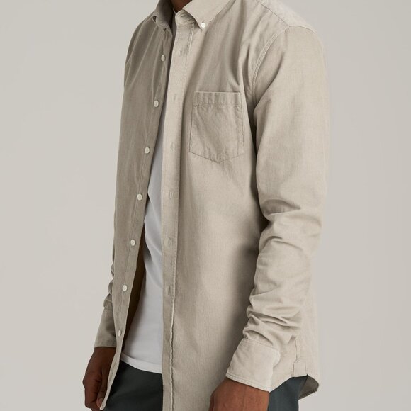 American Tall Pincord Button Shirt for Tall Men in Stone Size MM / Extra Tall / - Picture 3 of 3